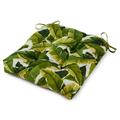 Greendale Home Fashions 20 x 20 Palm Leaves White Outdoor Tufted Dining Seat Cushion