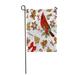 LADDKE Brown Pattern Christmas of Gingerbread Cookies Red Cardinal Bird Xmas Garden Flag Decorative Flag House Banner 12x18 inch