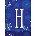 Toland Home Garden Winter Snowflakes Monogram H Personalized Winter Flag Double Sided 12x18 Inch