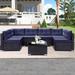 7 Piece Rattan Sectional Sofa Set Outdoor Conversation Set All-Weather Wicker Sectional Seating Group with Cushions & Coffee Table Morden Furniture Couch Set for Patio Deck Garden Pool B1313