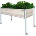 Foreman Raised Garden Bed 48â€�Lx24â€�Wx32â€�H 10 Year Warranty Premium HPL Plastic Wood Grain Aluminum Legs with Lockable Wheels Elevated Planter Box for Backyard Patio Balcony Callisto