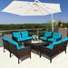 Gymax 8PCS Rattan Patio Conversation Set Outdoor Furniture Set Cushioned