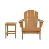 Polytrends Laguna Hdpe All Weather Outdoor Patio Foldable Adirondack Chair With Side Table (2-Piece Set) Orange