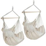 ZENSTYLE Hammock Cotton Swing Hanging Rope Chair Beige Outdoor Patio with 2 Cushions Portable - Buff - Two Pieces