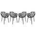LeisureMod Modern Devon Aluminum Chair Set of 4-Color:Black Style:With Arms