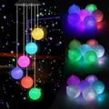Solar Wind Chime Color Changing Solar Mobile Light Crystal Ball LED Wind Chime Solar Powered Wind Mobile Waterproof Outdoor Valentines Day Decor Romantic Wind Bell Light