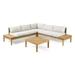 Brandon Outdoor 5 Seater Acacia Wood and Wicker Sectional Sofa Set with Water-Resistant Cushions Teak Light Khaki