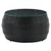Parksville Black Wicker / Rattan and Steel Round Coffee Table with Glass Top