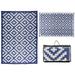MSRUGS Courtyard Collection Trellis Design Blue/White Reversible Indoor/Outdoor Mat Area Rug with Bag - 5 x 7