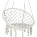 ZENY Hammock Chair Patio Graden Hanging Chairs Iron Frame Cotton Rope Beige