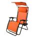 Plow & Hearth Deluxe Zero Gravity Chair With Awning Table And Drink Holder - Orange