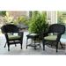 Jeco W00207_2-CES029 3 Piece Black Wicker Chair And End Table Set With Green Cushion