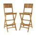 DecMode Teak Wood Indoor Outdoor Folding Bar Stool Brown Set of 2