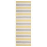 Colonial Mills 2.5 x 14 Yellow and Gray Striped Handcrafted Outdoor Reversible Area Throw Rug