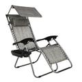 Winado Relaxing Recliners for Patio Adjustable Folding Shade Reclining Chairs with Canopy Outdoor Lounge Chair Gray