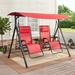 Mainstays 2-Seat Reclining Oversized Zero-Gravity Swing with Canopy and Center Storage Console Red/Black