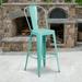 BizChair Commercial Grade 4 Pack 30 High Mint Green Metal Indoor-Outdoor Barstool with Back