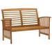 vidaXL Outdoor Patio Bench 2-Seater Bench with Armrests Solid Wood Acacia