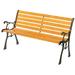 Gardenised Wooden Outdoor Park Patio Garden Yard Bench with Designed Steel Armrest & Legs