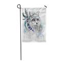 KDAGR Fox with Blue Feathers Gold Jewerly Gems and on Watercolor Garden Flag Decorative Flag House Banner 12x18 inch