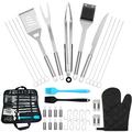 BBQ Grill Accessories 41PCS BBQ Tool Set ExtraThick Stainless Steel Barbecue Utensils Cleaning Brush Shovel Fork BBQ Accessories With Storage Bag for Camping Birthday Party on the Best bbq Set Gift