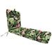 Jordan Manufacturing 72 x 22 Zealand Midnight Green Leaves Rectangular Outdoor Chaise Lounge Cushion with Ties and Hanger Loop