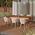 Amazonia Seville 7 Pieces Rectangular Outdoor Dining Set Teak Finish Ideal for Patio