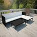 3 Piece Patio Set with Cushions Poly Rattan Black