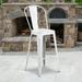 BizChair Commercial Grade 30 High Distressed White Metal Indoor-Outdoor Barstool with Back