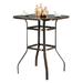 UBesGoo Square Dining Table 31.5 x 39.76 Weather Resistant and Durable Metal Frame Bistro Chat Table for Poolside Balcony Deck Yard Lawn Brown