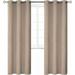 2 panels K68 taupe color 100 % blackout thermal light blocking drapes for sliding patio window curtain top grommets noise reducing 37 wide X 63 length each panel