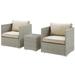 Modern Contemporary Urban Outdoor Patio Balcony Garden Furniture Lounge Sectional Sofa Set Sunbrella Rattan Wicker Light Gray Beige