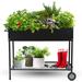 Raised Garden Bed with Wheels - Mobile Galvanized Steel Planter with Lower Shelf