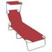 Suzicca Folding Sun Lounger with Canopy Red Aluminum