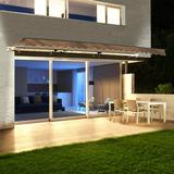 ALEKO 12 x 10 Beige LED Half Cassette Motorized Retractable Patio Awning with Remote Control