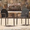 GDF Studio Ava Outdoor Wicker Armed Stack Chairs with an Aluminum Frame Set of 2 Multibrown