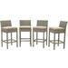 Contemporary Modern Urban Designer Outdoor Patio Balcony Garden Furniture Bar Side Stool Chair Set of Four Fabric Rattan Wicker Beige