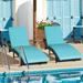 Gymax Set of 2 Foldable Patio Rattan Chaise Lounge Chair w/5 Back Positions Turquoise Cushion