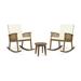 Emmaleah Outdoor Acacia Wood 2 Seater Rocking Chairs and Side Table Set Brown and Cream