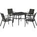 Hanover Cortino 5-Piece Commercial-Grade Patio Dining Set with 4 Aluminum Slat-Back Dining Chairs and a 38 Slat-Top Table