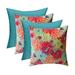 RSH DÃ©cor Indoor Outdoor Set of 4 Square Pillows Weather Resistant 20 x 20 Artistic Floral and Cancun