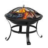 GoDecor 22 Fire Pit Portable Outdoor Camping Fire Bowl w/ Poker Black