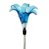 Exhart Plastic Lily Solar Powered Garden Stake in Blue 4 inch (Decor for Home Patio Outdoor Garden Yard or Lawn)