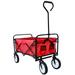 Foldable Grocery Wagon SEGMART Garden Carts with Big Wheels Outdoor Utility Cart w/ Cup Holder Wagon for Groceries w/ Adjustable Handle Bundle Rope Beach Wagon for Sand Park Camping Red H861