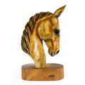 18 Solid Wood Hand Carved Horse Art Head Statue Sculpture Handcrafted Handmade Wooden Decorative Home Decor Accent Decoration Horse