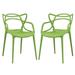 Modern Contemporary Urban Design Outdoor Kitchen Room Dining Chair Set ( Set of Two) Green Plastic