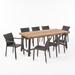 Noble House Fairgreen 9 Piece Wooden Patio Dining Set in Teak and Brown