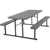 Cosco Outdoor Intellifit 6 ft. Folding Blow Mold Picnic Table Gray Wood Grain