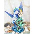 Ebros Nautical Green Tail Mermaid Ariel With Leviathan Ocean Dragon Fairy Statue