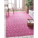 Unique Loom Tribal Trellis Indoor/Outdoor Trellis Rug Fuschia/Gray 5 1 x 8 Rectangle Geometric Tribal Perfect For Patio Deck Garage Entryway